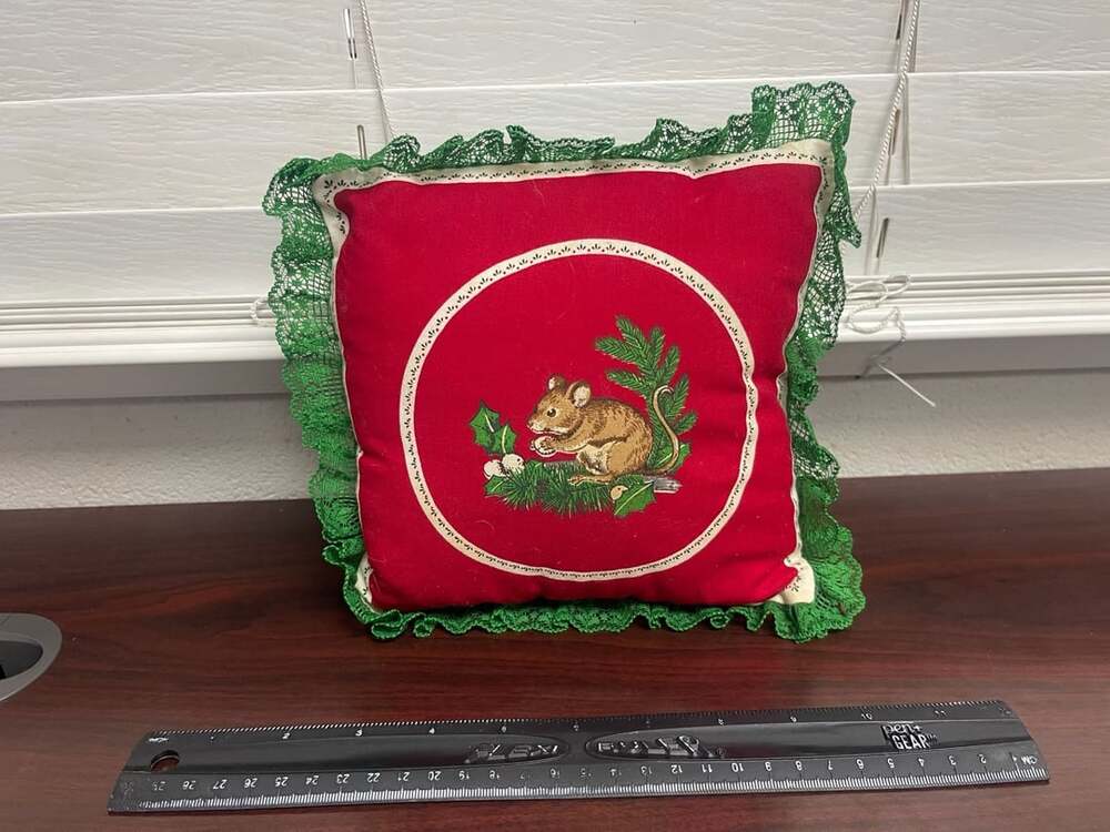 Vintage Christmas Holiday Mouse Pillow